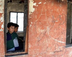 School building destroyed in fire in Kashmir