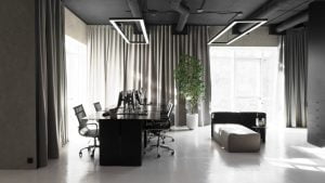 Yakusha Design applies dark tones throughout its Kiev offices